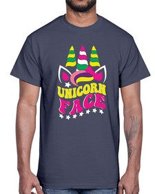 unicorn face 459#- unicorn- Cotton Tee