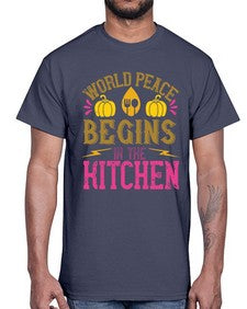 world peace begins in the kitchen 496#- vegan- Cotton Tee