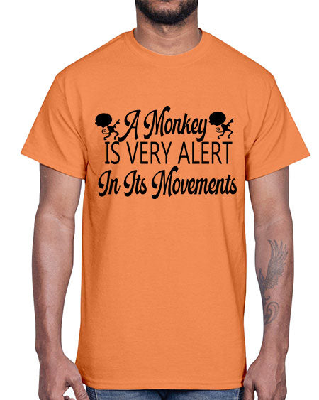 A monkey is very alert - monkey- Cotton Tee