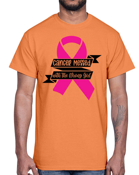Cancer Messed with the Wrong Girl 30#- breast cancer- Cotton Tee