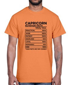 Capricorn Nutrition Facts 185#- capricorn- Cotton Tee