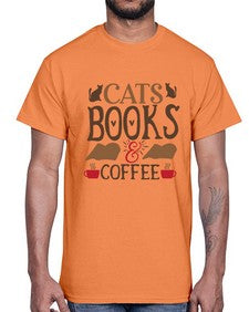 Cats Books Coffee Style 9#- cats- Cotton Tee
