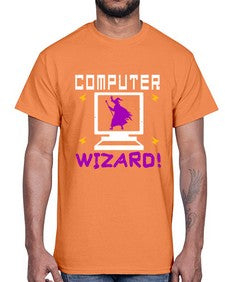 Computer wizard 52#- computer- Cotton Tee