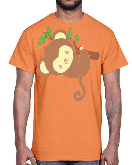Cute Monkey Hanging on Tree 4#- monkey- Cotton Tee
