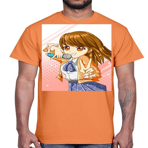Cute teenage student girl singing song 47#- anime- Cotton Tee