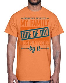 Diabetes affects my family One of my kids is affected by it Style 4#- diabetes- Cotton Tee