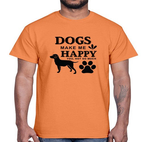Dogs Make Me Happy Style 44#- dogs- Cotton Tee