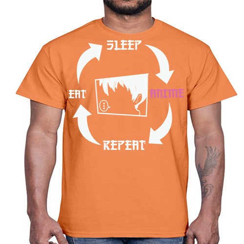 Eat Sleep Anime Repeat Anime Anime 226#- anime- Cotton Tee