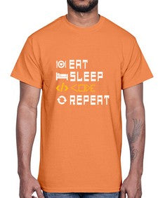 Eat sleep code repeat 49#- computer- Cotton Tee