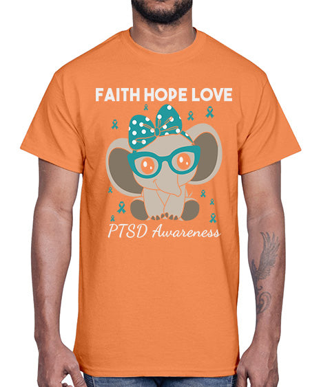 Elephant I Have PTSD Awareness 25#- PTSD- Cotton Tee