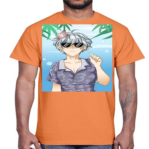 Handsome boy with sunglasses on the beach in summer holiday 44#- anime- Cotton Tee
