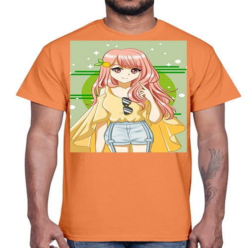 Happy and cute yellow blouse in summer holiday 43#- anime- Cotton Tee