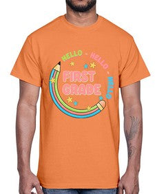 Hello first Grade Pencil 278#- first grade- Cotton Tee