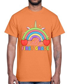 Hello first Grade Unicorn Rainbow 281#- first grade- Cotton Tee