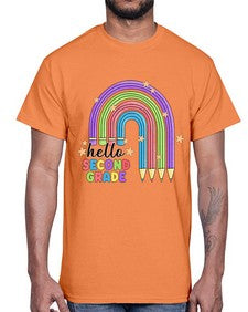 Hello second Grade Pencil Rainbow 329#- second grade- Cotton Tee
