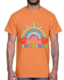 Hello second Grade Unicorn Rainbow 331#- second grade- Cotton Tee