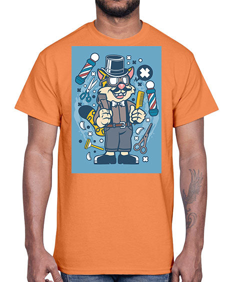 Hipster Barber Leopard835#- barber- Cotton Tee