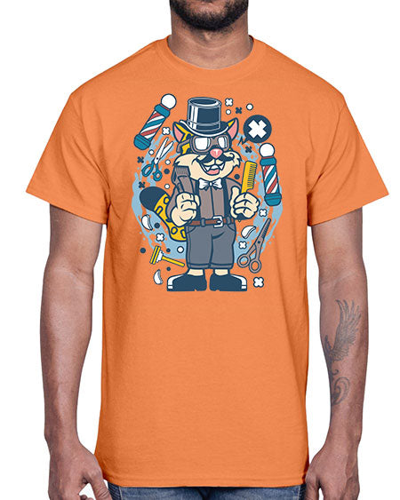 Hipster Barber Leopard836#- barber- Cotton Tee