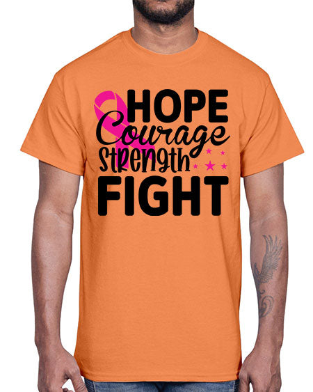 Hope Courage Strength Fight 21#- breast cancer- Cotton Tee