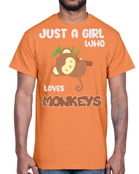 Just a Girl Who Loves 8#- monkey- Cotton Tee