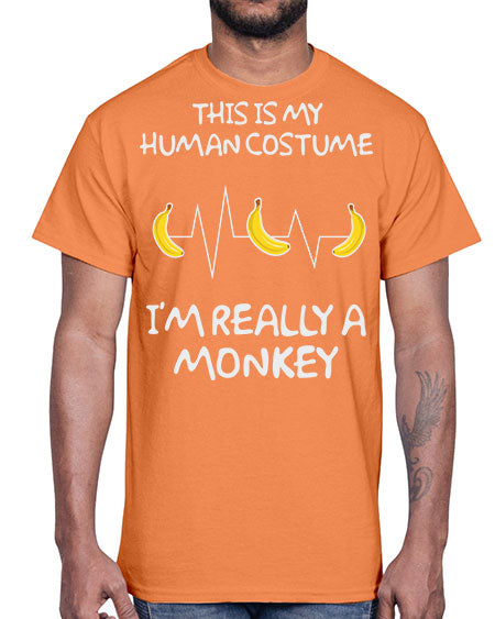 Monkey Human Costume Banana 15#- monkey- Cotton Tee