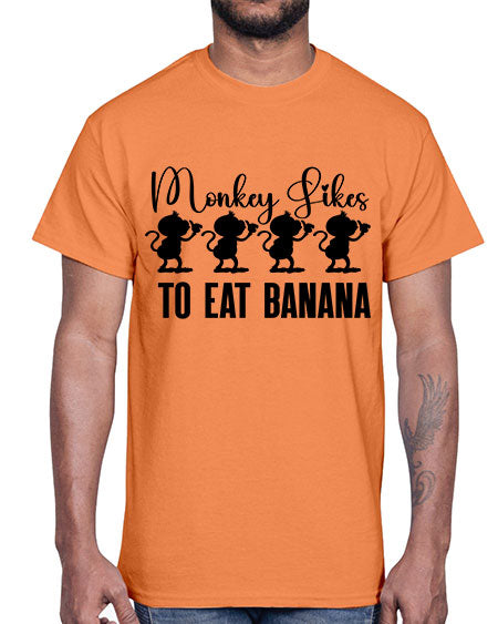 Monkey likes to eat banana - monkey- Cotton Tee