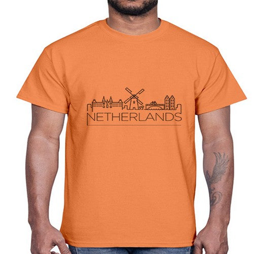 Netherlands Minimal Skyline 1432#- cities- Cotton Tee
