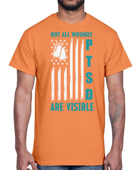 PTSD Awareness Not All Wounds 8#- PTSD- Cotton Tee