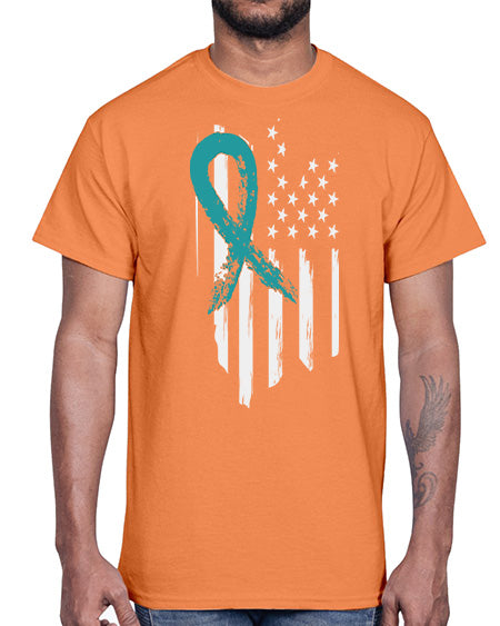 PTSD Teal Ribbon Distressed US 7#- PTSD- Cotton Tee
