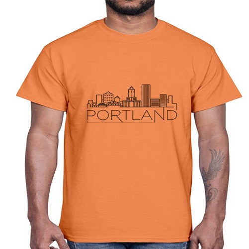 Portland Minimal Skyline 1679#- cities- Cotton Tee