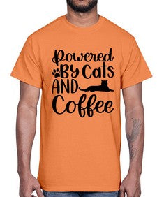 Powered By Cats And Coffee Style 102#- cats- Cotton Tee