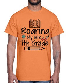 Roaring My Into seventh Grade 763#- seventh grade- Cotton Tee