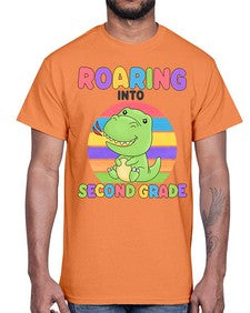 Roaring to second Grade Trex 772#- second grade- Cotton Tee