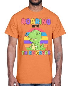 Roaring to third Grade Trex 773#- third grade- Cotton Tee