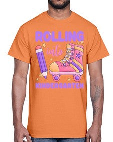 Rolling into Kindergarten 787#- kindergarten- Cotton Tee