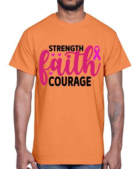 Strength Faith Courage 8#- breast cancer- Cotton Tee