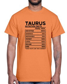 Taurus Nutrition Facts 490#- taurus- Cotton Tee