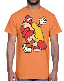 Walking hotdog 262#- cartoon food- Cotton Tee
