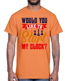 Would you like to start my clock 167#- chess- Cotton Tee
