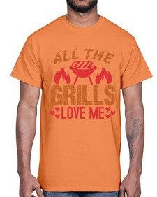 all the grills love me 17#- bbq- Cotton Tee