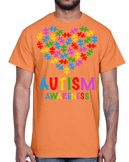 autism awareness heart love puzzle 15#- autism- Cotton Tee