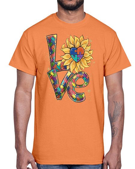 autism love sunflower- autism- Cotton Tee