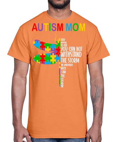 autism mom dragonfly puzzle pieces 47#- autism- Cotton Tee
