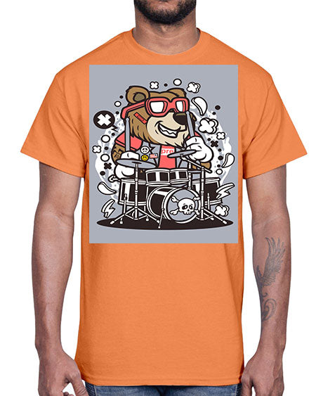 bear drummer 33#- bears - animals- Cotton Tee