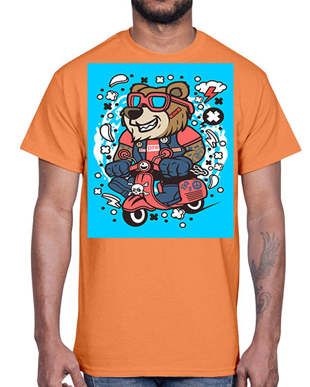 bear scooterist 41#- bears - animals- Cotton Tee