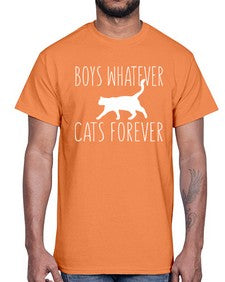 boys whatever cats forever- cats- Cotton Tee