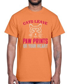 cats leave paw prints on your heart Style 39#- cats- Cotton Tee