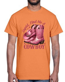 cupid find me a cowboy western 359#- western- Cotton Tee