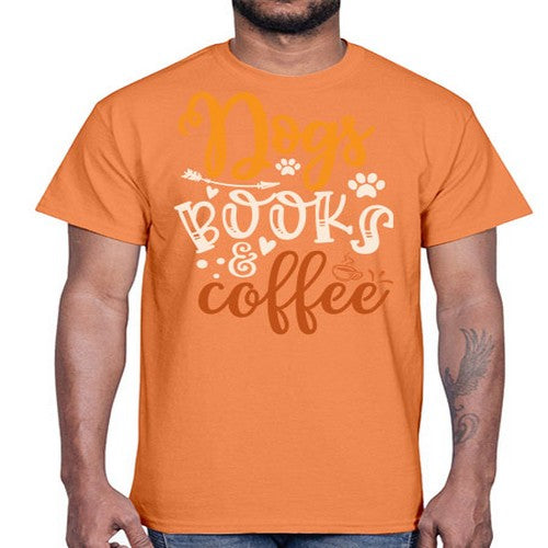 dogs books coffee 130#- dogs- Cotton Tee