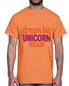 dream big unicorn head 108#- unicorn- Cotton Tee